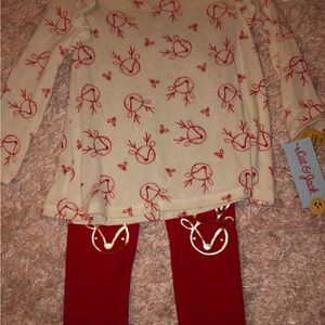 Cat & Jack Cream and Red Reindeer Outfit